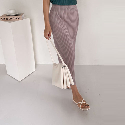 Pleats T A-Line Long Skirt