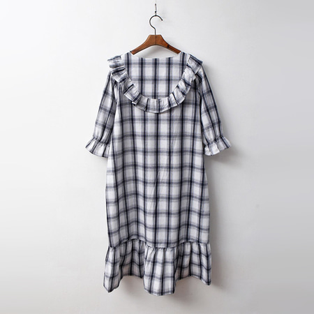 Linen Check Sleepwear Dress