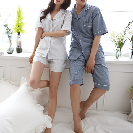 Linen Stripe Pajama Set - 커플룩