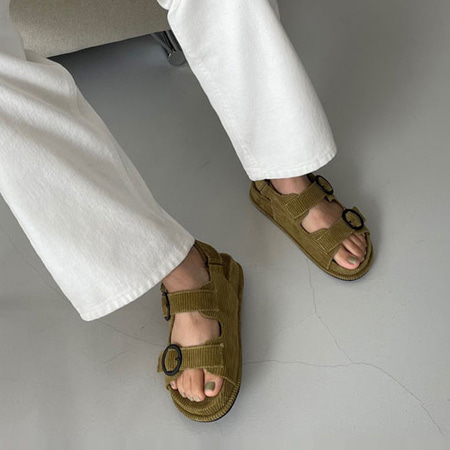 Corduroy Belt Sandals