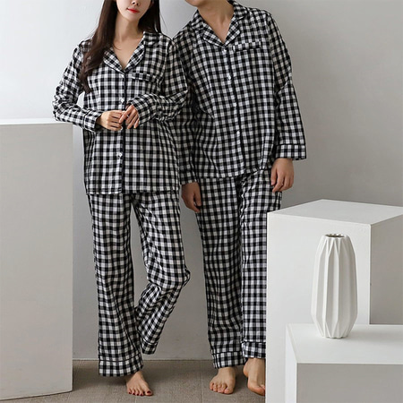 Check Pajama Set - 커플룩