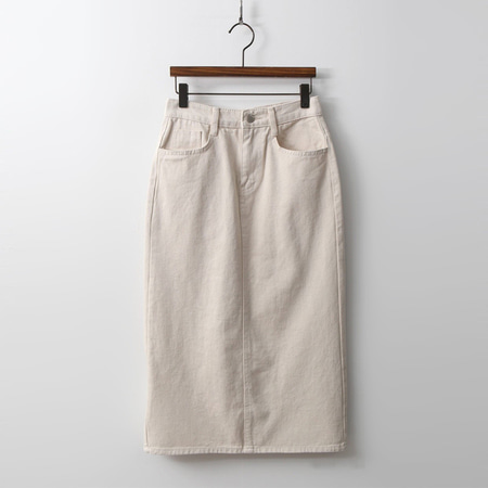 Cream Denim Long Skirt