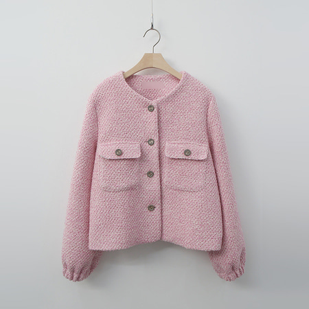 Tweed Wool Shirring Mini Jacket