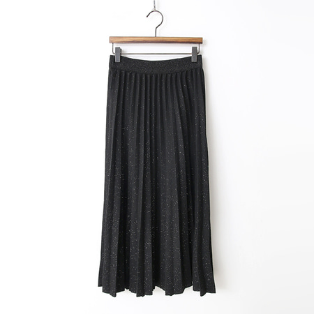 Wool Pearl Pleated Long Skirt