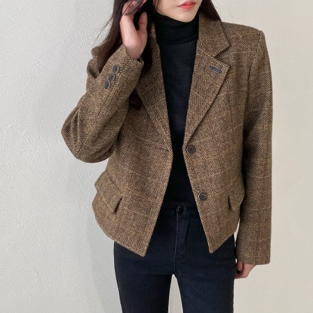Wool Herringbone Mini Jacket