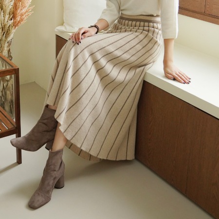 Whole Cashmere Wool A-Line Long Skirt